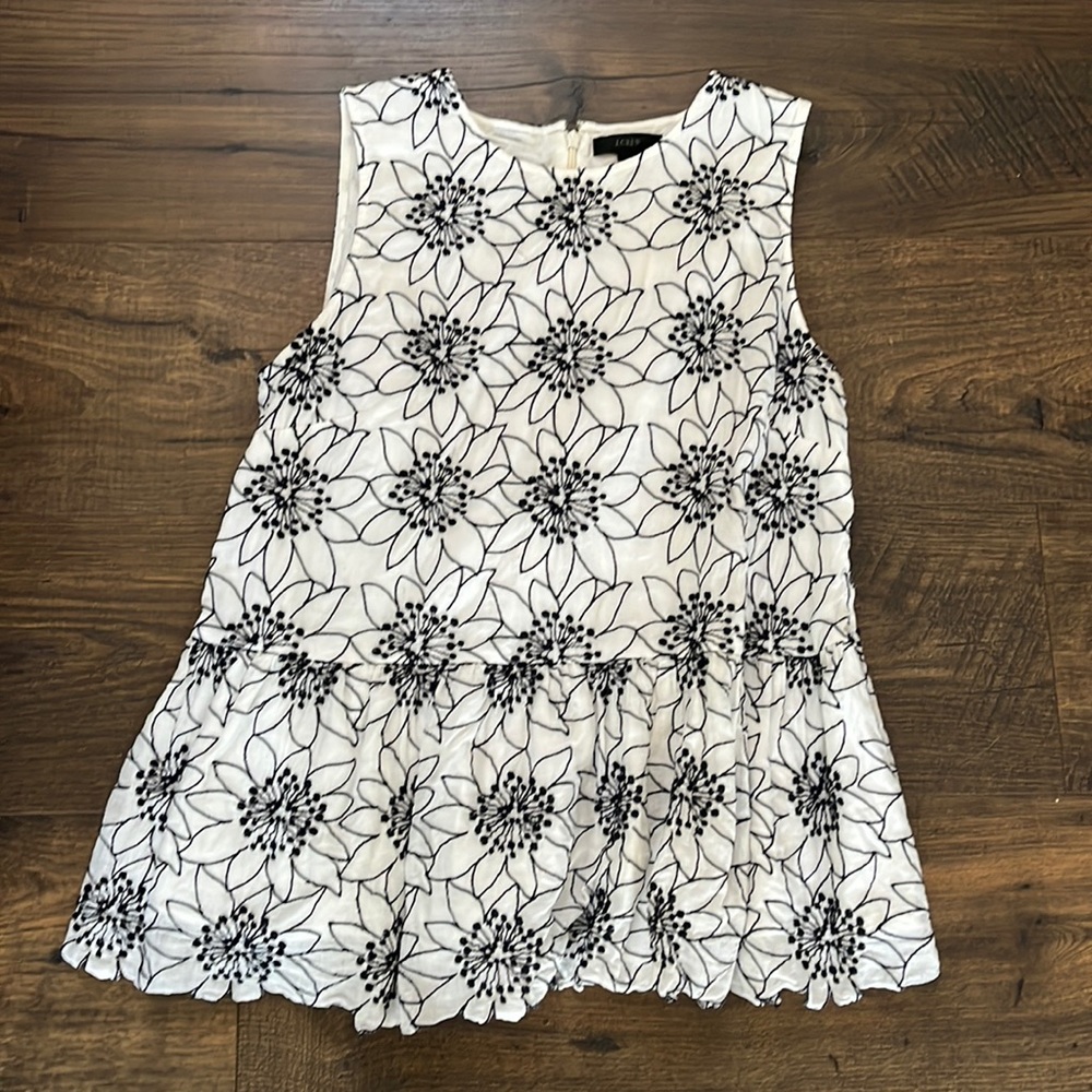 JCrew embroidered peplum top